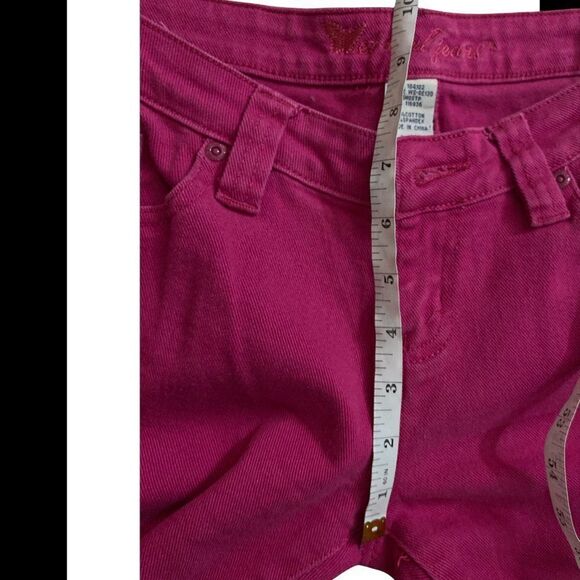 Wet Seal Juniors Low Rise Pink Denim Belted Slim Fit Jeans Size 9 - Picture 6 of 8